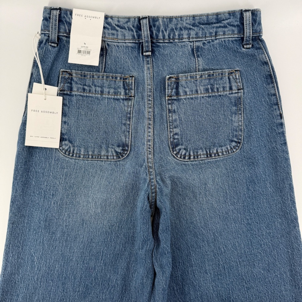 Free Assembly Sz 4 Womens Wide Leg Jeans Medium Wash Blue NWT